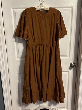 Son De Flor Warm Brown Butterfly Sleeve Dress